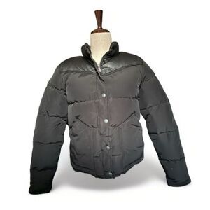 Penfield 60/40 Down Puffer Jacket Black Leather Yoke Gorpcore Size Small